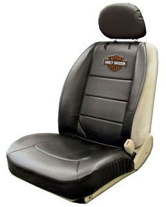 Harley Davidson Black Sideless Car Seat Cover Headrest Cover Rear Cargo Pocket