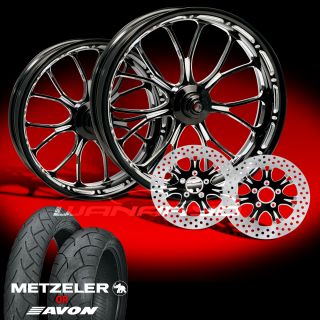 PM Heathen Contrast Cut 21" Wheels Tires Package Set 09 13 Harley FLH Touring