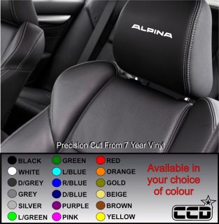 BMW Alpina Car Seat Headrest Decals Vinyl Stickers Graphics Logo Badge X5