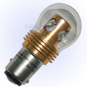 2 x White High Power 20W LED Motorcycle Tail Brake 1157 BAY15D Glass Bulb Light