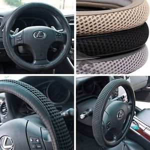 51204 14" 15" 38cm Steering Wheel Cover Black Leather Fiat BMW Audi SUV Car New