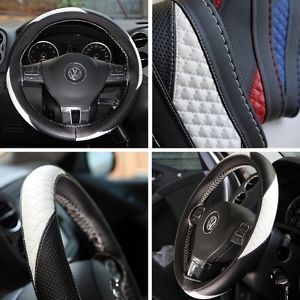 White Leather Steering Wheel Cover
