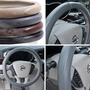 Fit Hyundai Kia Subaru New Grey Leather Steering Wheel Cover 51102 14 15 38cm