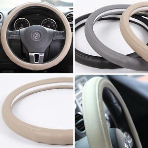 Leather Steering Wheel Cover 58007 Beige Hummer Fiat Car SUV 14" 15" 38cm Truck