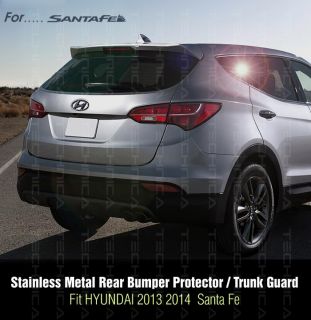 Stainless Metal Rear Bumper Protector Trunk Fit Hyundai 2013 2014 Santa FE DM