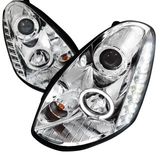 05 06 Infiniti G35 4DR Sedan Halo DRL LED Projector Headlights Front Lamp Chrome