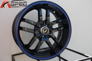 18x8 G Line G817 Wheel 5x100 38 Black Blue Rim Fits Volvo S40 V40 C70 S60