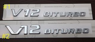 X2 Genuine V12 Biturbo Side Badges Emblem Mercedes SL65 SL600 CL65 CL600 S65 AMG