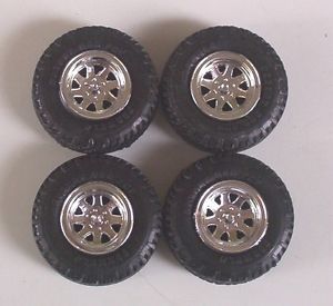 4 Desert Dog Tires Wheels Only MPC 4x4 Jeep Night Hawk 1 25 Parts Vtg 70s 1 0709
