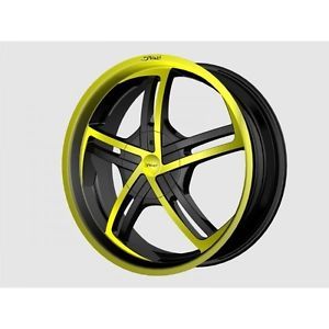 18" Dvinci Cinque Mate Black Yellow Wheels Tires Fitnissan Toyota Kia Ford Chevy