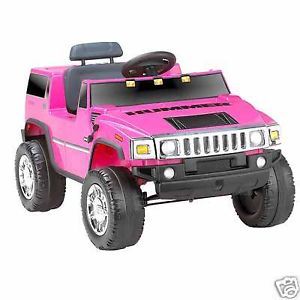 Outdoor Motorized Ride on Car Electric Power Pink Hummer SUV H2 Wheels Kids