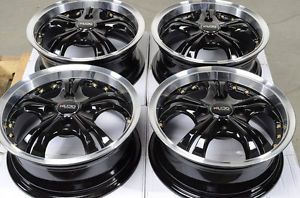 14 4x100 Black Rims Jetta Miata Civic Integra Lancer Protege Scion XB CRX Wheels