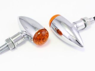 2 Chrome Amber Bullet LED Turn Signals for Harley Softail Dyna Sportster Victory