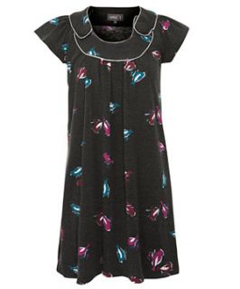 Apricot Black Bird Print Cap Sleeve Dress
