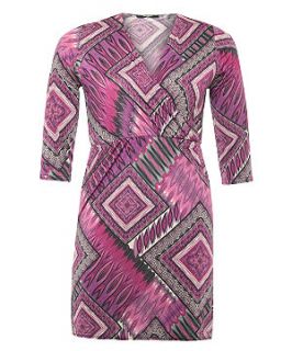 Koko Purple Diamond Print Wrap Dress