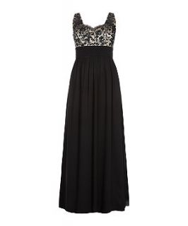 Inspire Black Floral Embellished 2 in 1 Maxi Dress