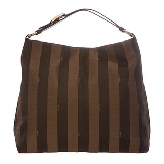 Fendi Tobacco/ Brown Pequin Jacquard Hobo Bag Fendi Designer Handbags