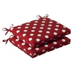 Pillow Perfect Outdoor Red/ White Polka Dot Squared Seat Cushions (Set of 2) Pillow Perfect Outdoor Cushions & Pillows