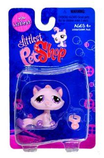 Hasbro Year 2007 Littlest Pet Shop Single Pack "Littlest" Series Bobble Head Pet Figure Set #576   Lavender Purple KITTY CAT with Necklace (#65120) Toys & Games
