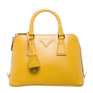 Prada 'Promenade' Mini Yellow Saffiano Leather Dome Satchel Prada Designer Handbags