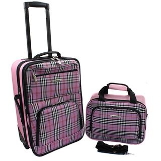 Rockland Pink Cross 2 piece Lightweight Carry On Luggage Set Rockland Two piece Sets