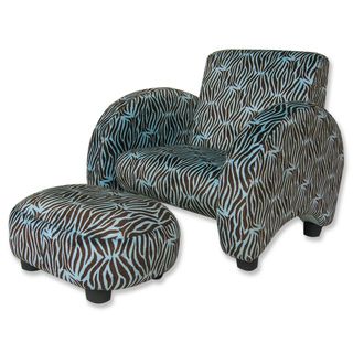 Trend Lab Zebra Velour Chair and Ottoman Set Trend Lab Kids' Chairs