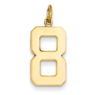 14K Yellow Gold Casted Large Polished Number 8 Charm Pendant Jewelry