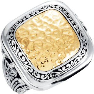Sterling Silver & 18k Yellow Gold Two Tone Filigree Design Fashion Ring #51148 Jewelry