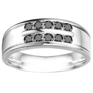 0.5 ct. twt Black Cubic Zirconia Cool Men's Wedding Ring Or Unique Men's Fashion Ring mounted in Sterling Silver Jewelry
