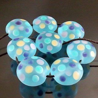 Premium Handmade Lampwork 8 Glass Beads [Colorful DotAQUA DOT 2SRA]    Arts, Crafts & Sewing