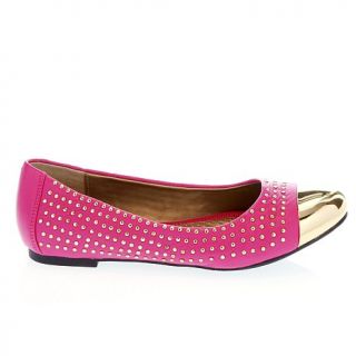 Me Too "Kent" Studded Leather Flat with Metal Toe Cap