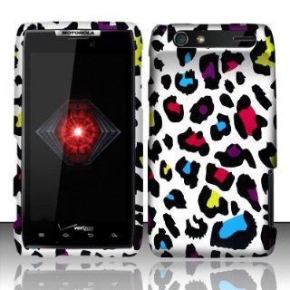 VMG Motorola Droid RAZR Hard Design Skin Case Cover   Multi Colored Leopard Design Hard 2 Pc Plastic Snap On Case Cover for Motorola Droid RAZR Verizon Wireless Cell Phone [In VANMOBILEGEAR Retail Packaging] Cell Phones & Accessories