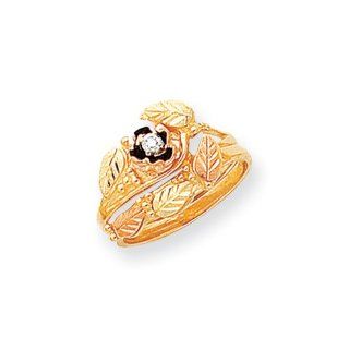 10k Tri color Gold Black Hills Gold Diamond Antiqued Bridal Set Rings Jewelry