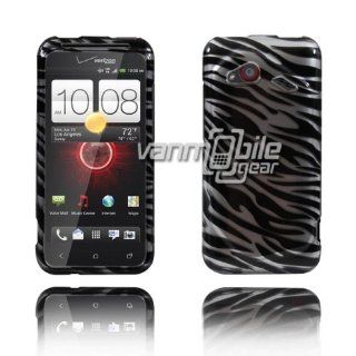 VMG 2 Item Combo for HTC Droid Incredible 4G LTE Graphic Image Design Faceplate Hard Case Cover   Silver Black Zebra Stripes + LCD Clear Screen Saver Cover Protector Cell Phones & Accessories