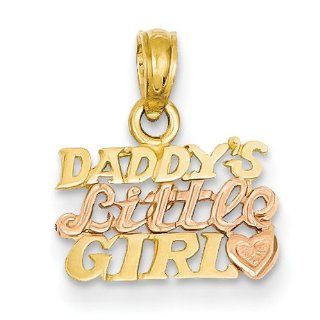 14K Yellow Gold Two tone Daddy's Little Girl Charm Pendant Jewelry