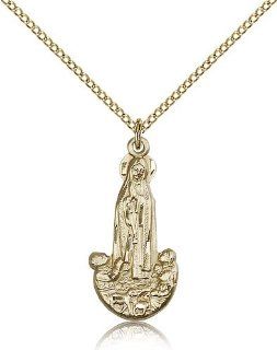 Large Detailed Men's Gold Filled O/L Our Lady of Fatima Medal Pendant 1 x 1/2 Inches  5931  Comes with a Gold Filled Lite Curb Chain Neckace And a Black velvet Box Jewelry