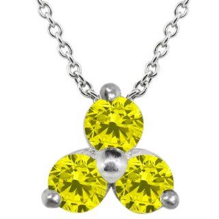 0.36 Ct Round Canary SI1/SI2 Diamond 14K White Gold Pendant Jewelry