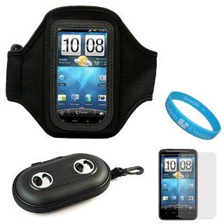 VG Neoprene Armband for HTC Inspire 4G Phone (AT&T) + Screen Protector + Black Speaker & Case + SumacLife TM Wristband (Black) Cell Phones & Accessories
