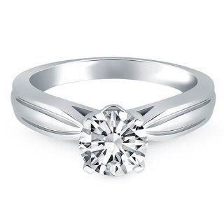 14K White Gold Tapered Engagement Solitaire Ring Size 6.5 Jewelry