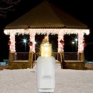 SHL 1100014   105 Warm White LED Christmas Lights   Wide Angle Lens   24 Drops   12 ft. Christmas Lighted Width   6 in. Drop Spacing   White Wire  