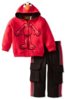 Sesame Street Baby boys Infant 2 Piece Hooded Elmo Jacket and Pants, Red, 24 Months Clothing