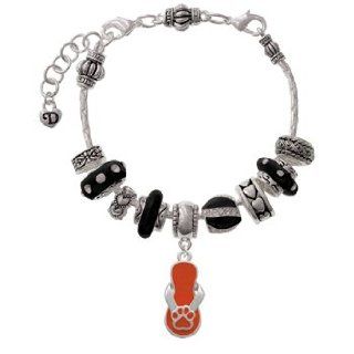 Paw Flip Flop Orange Black Juliet Beaded Bracelet [Jewelry] Delight Delight Jewelry