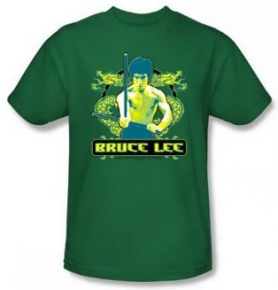 Bruce Lee Double Dragons Green Adult Shirt BLE122 AT Clothing