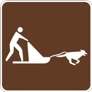Tapco RS 143 High Intensity Prismatic Square National Park Service Sign, Legend "Dog Sledding (Symbol)", 12" Width x 12" Height, Aluminum, Brown on White