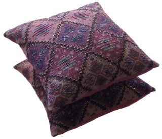 Cotton Craft   Ruidosa   Tapestry Jacquard Hand Beaded Decorative Pillow   2 pack   Burgundy Multi color   18 Inch Square   Comfy 100% Poly fill   Throw Pillows