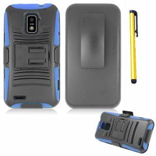 Hard Plastic Snap on Cover Fits ZTE N9510 Warp 4G Skin Case Blue + Hybrid Case Black With Stand Black Holster + A Gold Color Stylus/Pen Boost Moblie Cell Phones & Accessories