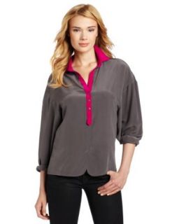 Twelfth St. by Cynthia Vincent Women's Color Block Blouse, Gray, Medium