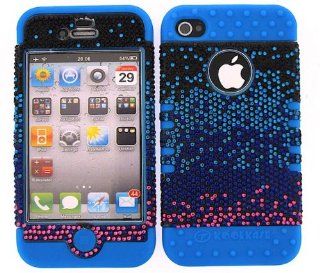 3 IN 1 HYBRID SILICONE COVER FOR APPLE IPHONE 4 4S HARD CASE SOFT LIGHT BLUE RUBBER SKIN BLACK BLUE PINK LB FD173 KOOL KASE ROCKER CELL PHONE ACCESSORY EXCLUSIVE BY MANDMWIRELESS Cell Phones & Accessories