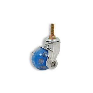 Cool Casters   Ball Wheel Caster, Clear / Blue Wheel, Chrome Yoke, Threaded Stem, with Brake   Item #175 50 BLU CH TS WB Plate Casters