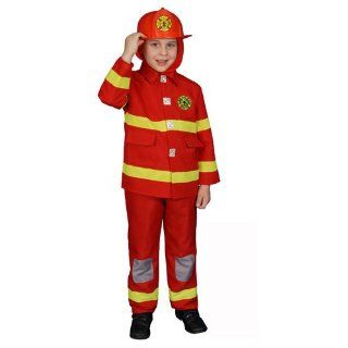 Fire Fighter (red) Child Fireman Costume Size Large (12 14) Toys & Games